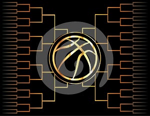 Golden Basketball Icon and Bracket