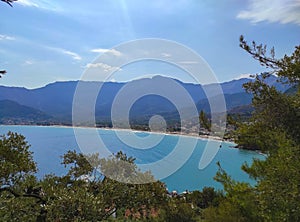 Golden Beach in Thassos Island , Greece , summer landscape