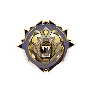 gold bear head logo mascot photo