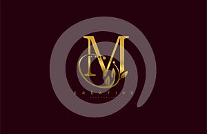 Golden Beauty Flourishes Initial Typography M Logogram photo