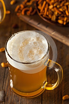 Golden Beer in a Glass Stein