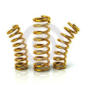 Golden bended spring 3d illustration