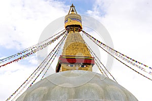 Golden Biggest Bouddha Stupa in Kathmandu, Nepal photo