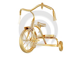 Golden Bike isolated on a white background. 3d Rendering