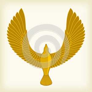 Golden bird in ancient Egipt style. Simple and plain photo