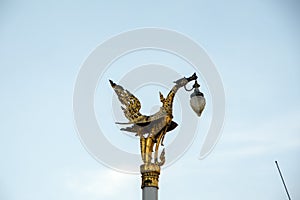 Golden bird street light, Grand Palace, Bangkok, Thailand