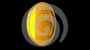 Golden Bitcoin animation - cryptography digital currency coin