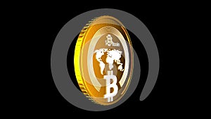 Golden Bitcoin animation - cryptography digital currency coin