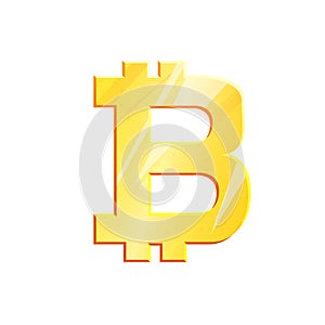 Golden bitcoin BTC symbol on white background. World finance investment concept. Exchange Crypto currency Money banking