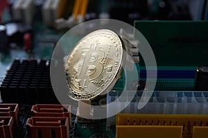 Bitcoin on computer motherboard