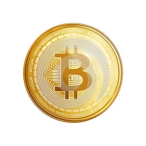 Golden bitcoin coin symbol.