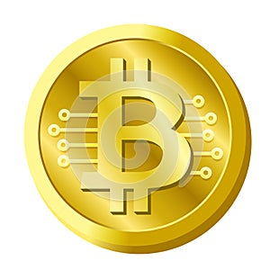 Golden bitcoin cryptocurrency digital currency vector