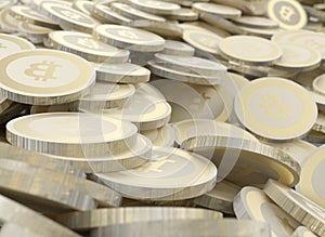 Golden Bitcoin cryptography digital currency coins.