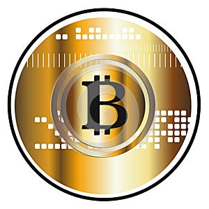 Golden bitcoin digital currency.