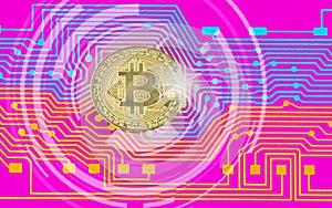 Golden bitcoin digital currency.