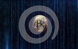 Golden bitcoin digital currency background