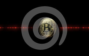 Golden bitcoin digital currency background