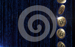 Golden bitcoin digital currency background