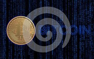 Golden bitcoin digital currency background