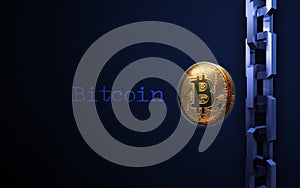Golden bitcoin digital currency background