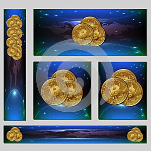 Golden bitcoin digital currency. vector illustration