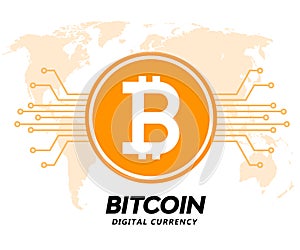 Golden bitcoin digital currency vector illustration