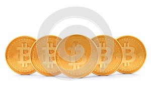 Golden bitcoin isolated on white background,3D rendering