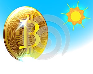 Golden Bitcoin Safe Haven Asset finance concept.