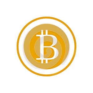 Golden bitcoin sign icon flat network money symbol. Cripto currency