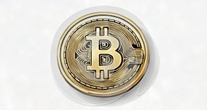 Golden Bitcoin Symbol, 3D Rendered