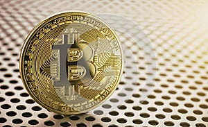 Golden bitcoin. trading concept of crypto currency concept image