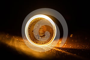 golden Bitcoin virtual money concept