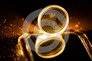 golden Bitcoin virtual money concept