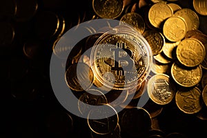 golden Bitcoin virtual money concept