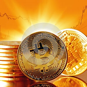 Golden Bitcoins new virtual money photo