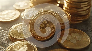 Golden Bitcoins Pile