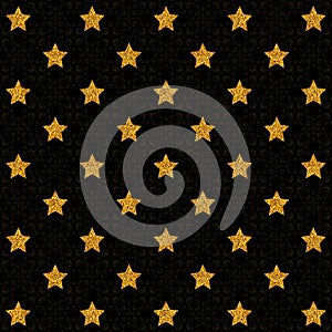 Golden black digital background with stars photo