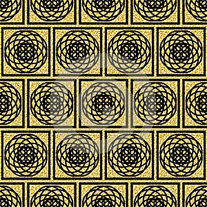 Golden black seamless pattern for decorative design, glitter shimmer shiny truthful background for design