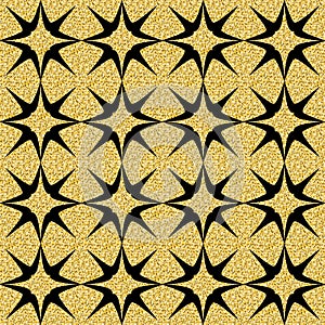 Golden black seamless pattern, glitter shimmer shiny truthful background for design