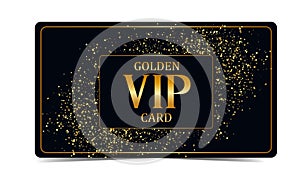 Golden black VIP card with glitter. Vector illustration