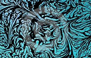 Golden and black wave pattern. Luxury Marbleized effect. Acrylic Fluid Art. Banner format.