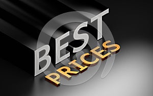 Golden and black words - best prices on black background