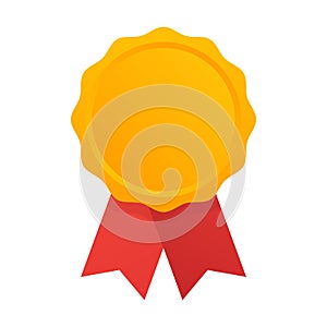 Golden Blank Medal Award with Ribbon for Games. Achievement Icon. Vector illustration