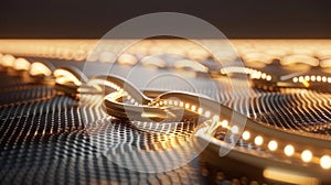 Golden Blockchain Network With Light Nodes, Cryptocurrency Connection, Digital Ledger Technology, Secure Data Transfer