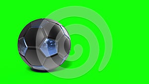 Golden blue and black soccer ball that turns on itself on isolated green screen background. High quality 3d render illustration