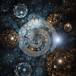 Golden and blue fractal virus