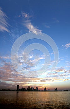 Golden and blue sky during sunset