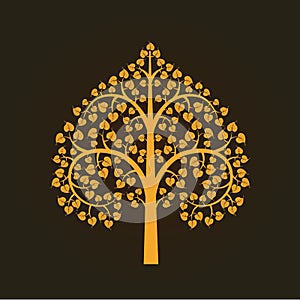 Golden Bodhi tree symbol, illustration