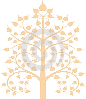 Golden Bodhi tree symbol with Thai style isolate on background