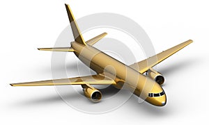 Golden Boeing 757 aircraft